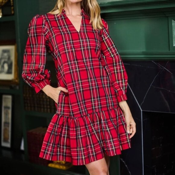 Tuckernuck Palmerston Dress Red Plaid Royal StewartTartan NEW - Picture 1 of 10
